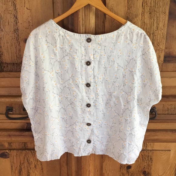 Cynthia Rowley Linen Floral Top Sz L - Picture 2 of 3